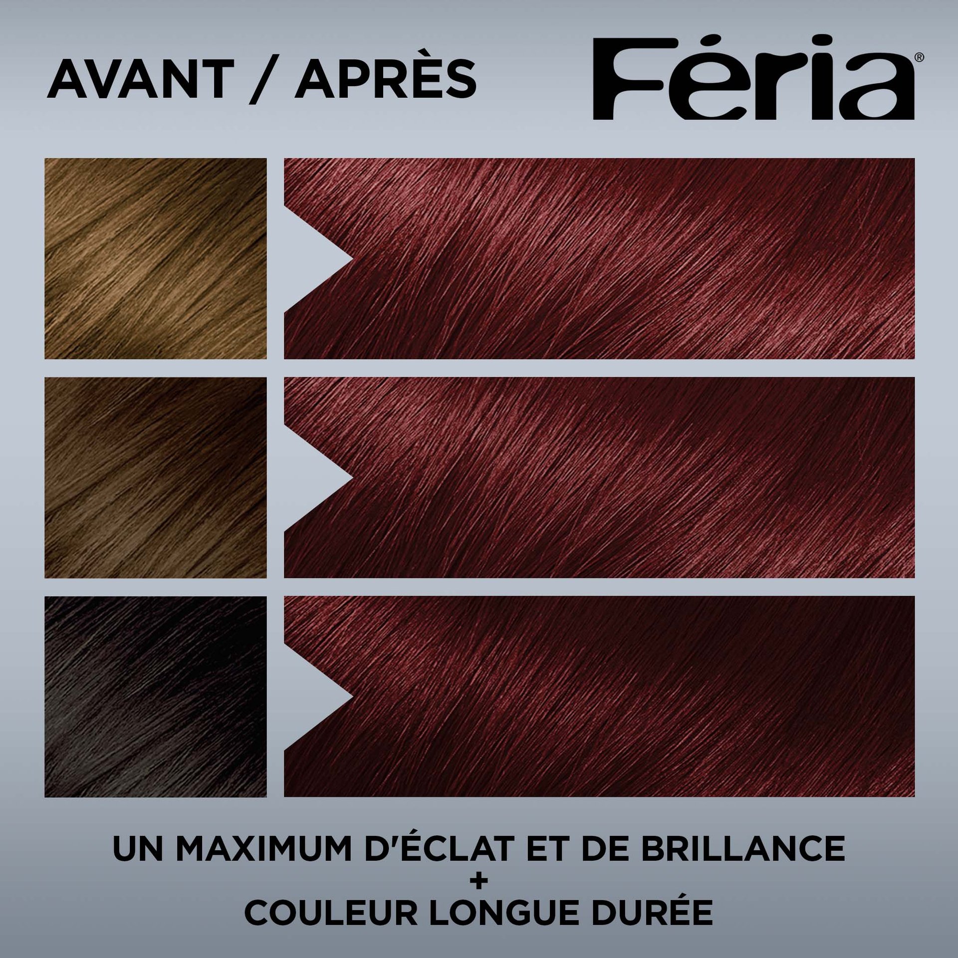 Avant et après la coloration Feria R48 Auburn Profond Intense